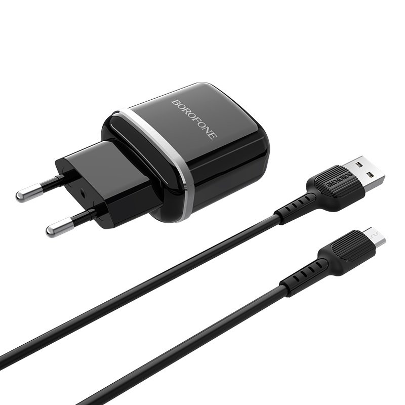 СЗУ BOROFONE BA25A Outstanding 2USB, 5V, 2.1A + Micro (чёрный)