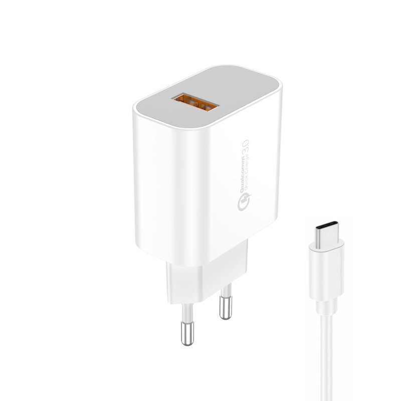 СЗУ Foneng EU46 1USB, QC 3.0 + кабель Type-C (White)