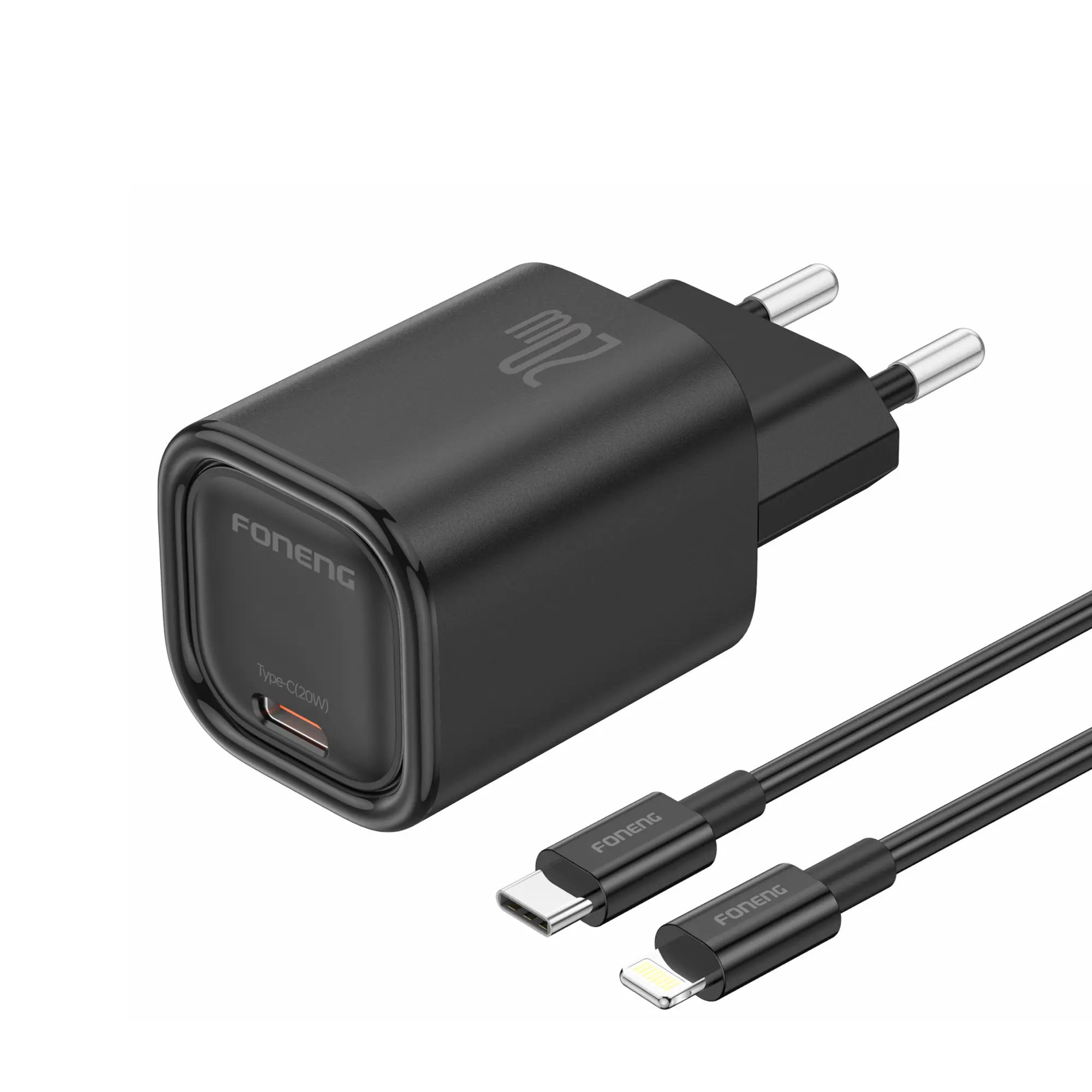 СЗУ Foneng EU69 USB-C , PD20W + кабель Type-C to Lightning (Black)
