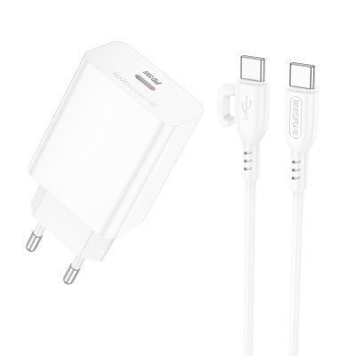 СЗУ BOROFONE BA21A Pro long journey single port PD20W charger set (Type-c to Type-c) EU White