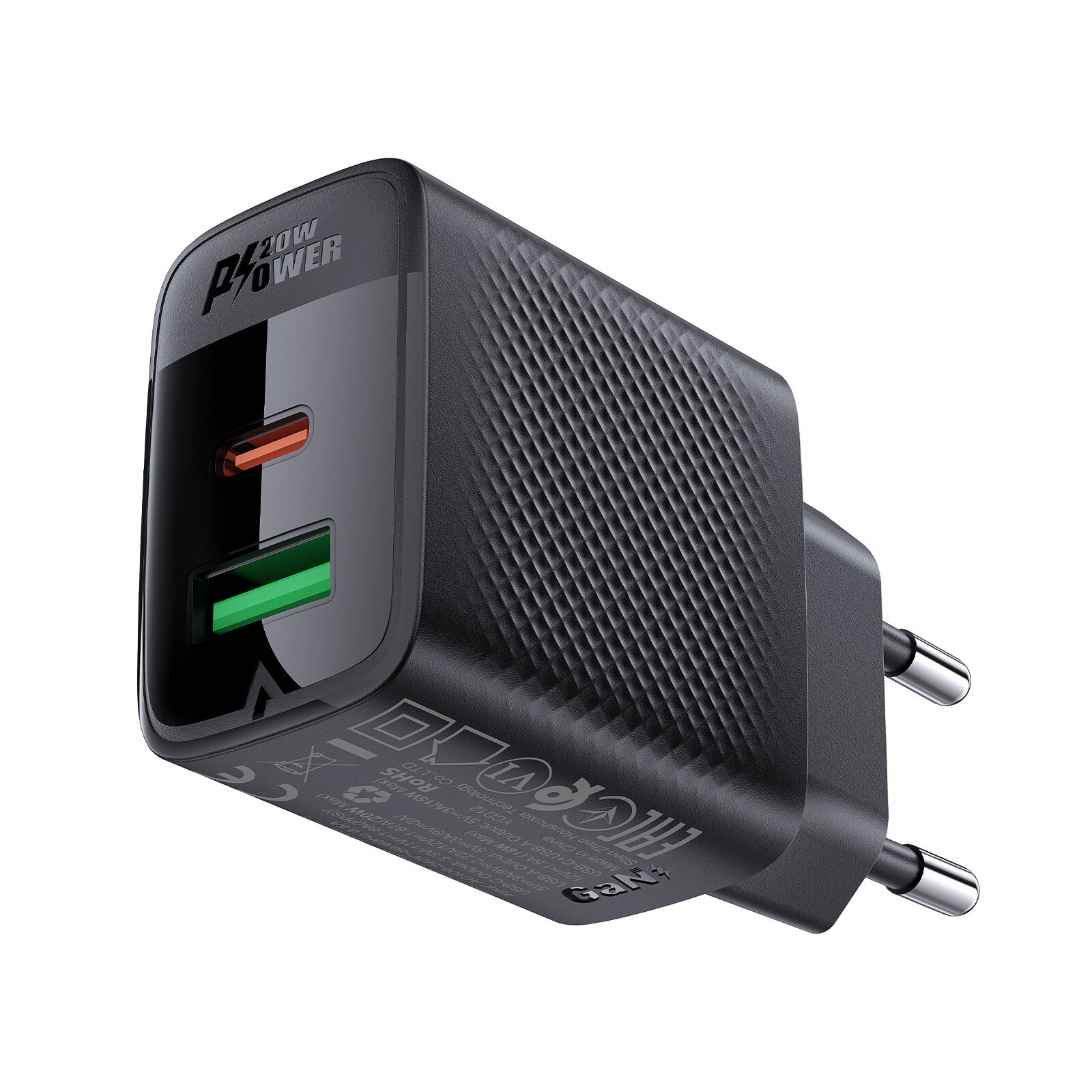 СЗУ ACEFAST A78 PD20W GaN (USB-A+USB-C) charger (EU) (черный)