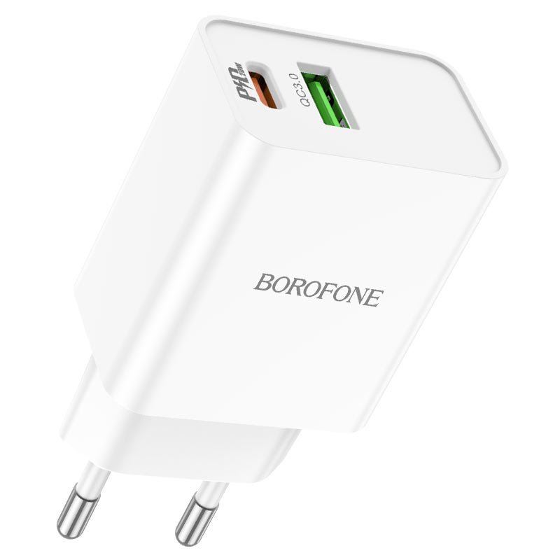 СЗУ BOROFONE BA69A PD20W, QC3.0 charger set, Type-C + Lightning (белый)