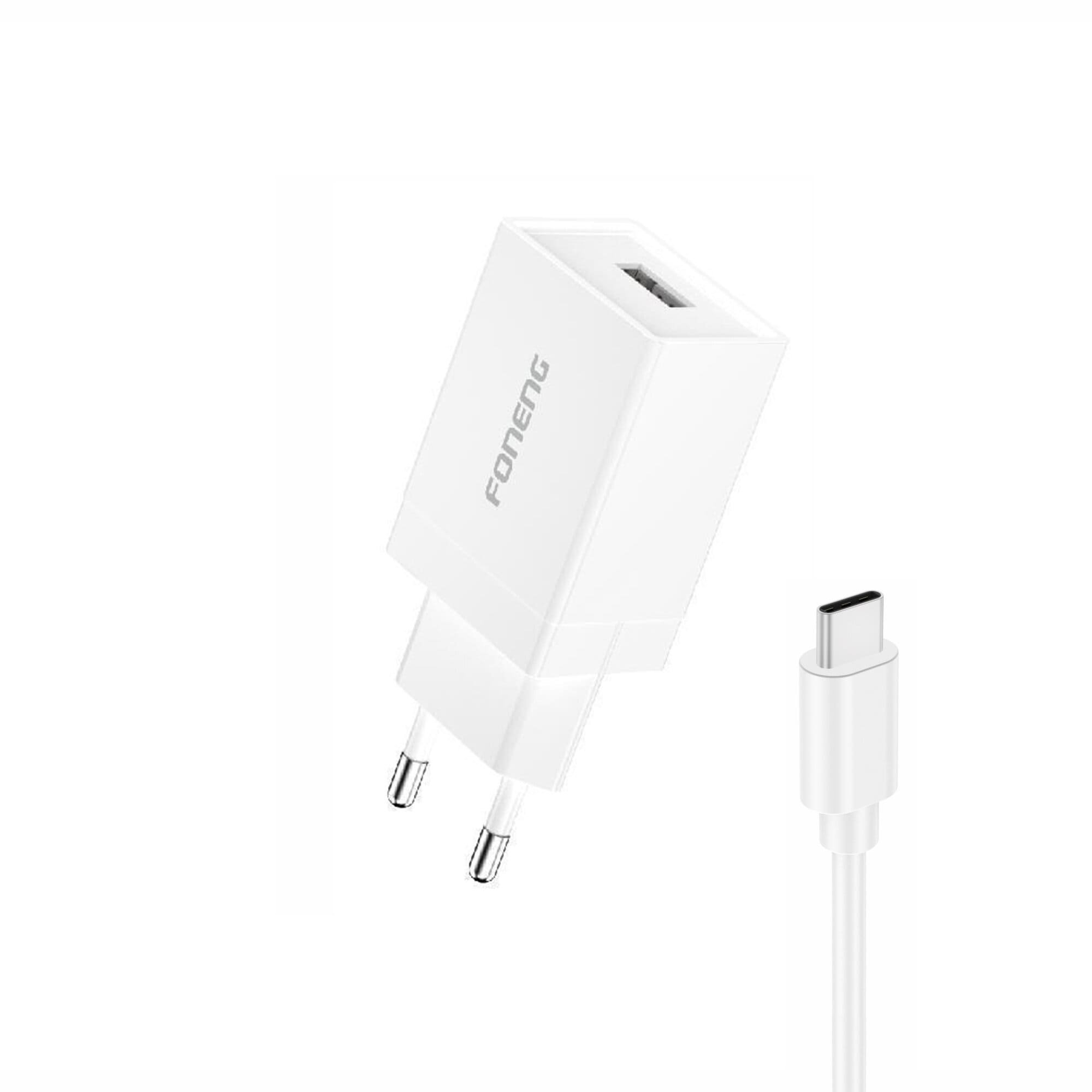 СЗУ Foneng K210 2.1A (1USB) + кабель Type-C (White)