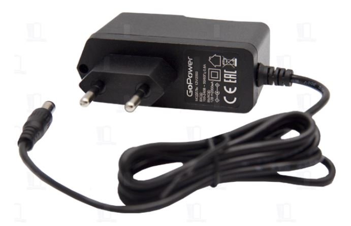 Блок питания GoPower 2.0A 12V 5,5x2,5/12мм для ресивера Триколор ТВ и НТВ+ (1/100)