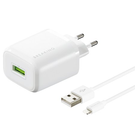СЗУ Breaking P-17, USB-A, 2.4A + кабель USB-A - Lightning (Белый)
