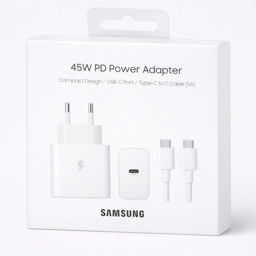 Зарядное устройство Samsung 45 Вт PD PPS Super Fast GaN 1,8 м USB C (EP-T4510) Белый High Copy 1:1