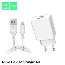 СЗУ 2в1 Denmen DC02T, Type-C, 2.4А, 2 USB, 5V, 1.0 м, белый, фирменная упаковка
