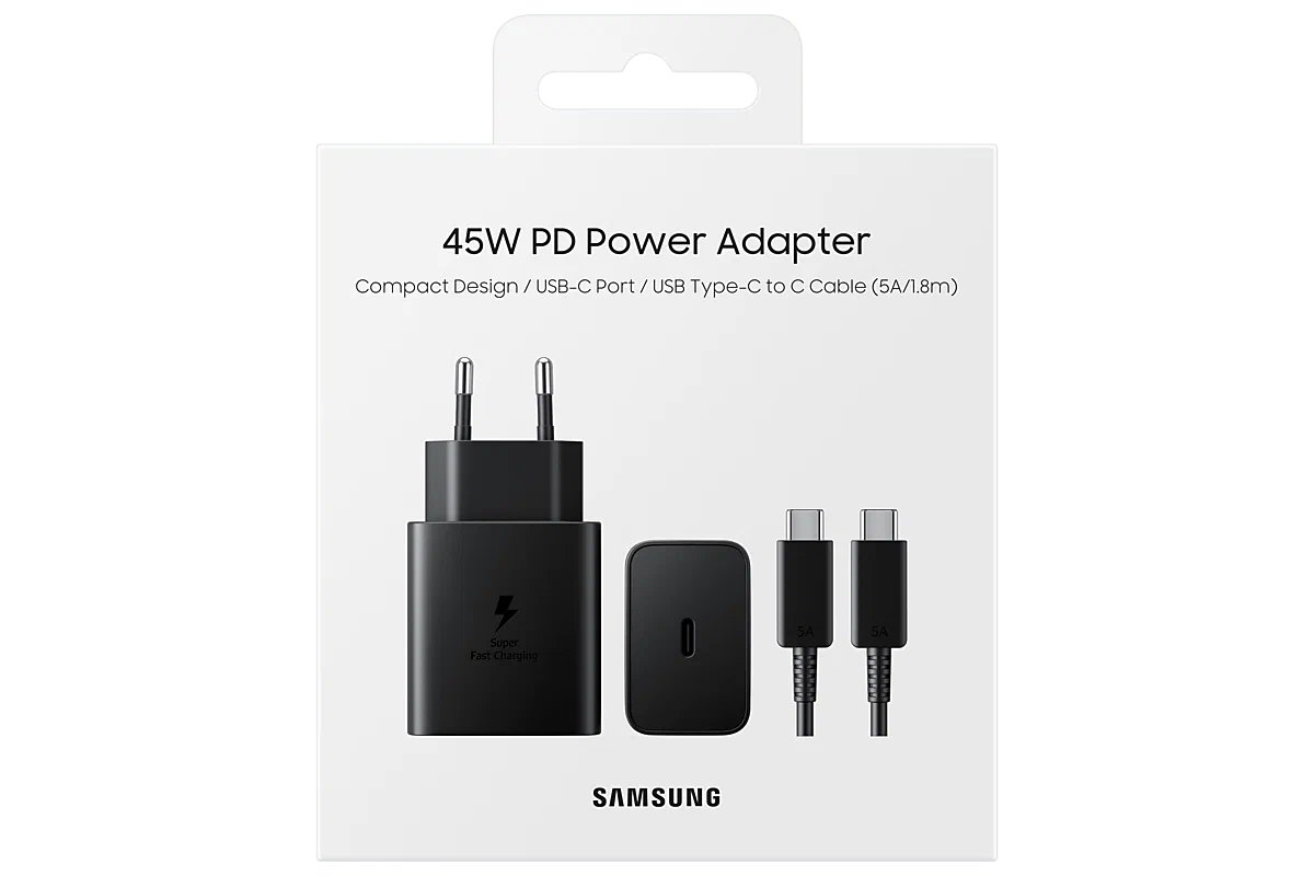 Зарядное устройство Samsung 45 Вт PD PPS Super Fast GaN 1,8 м USB C (EP-T4510) Черный High Copy 1:1