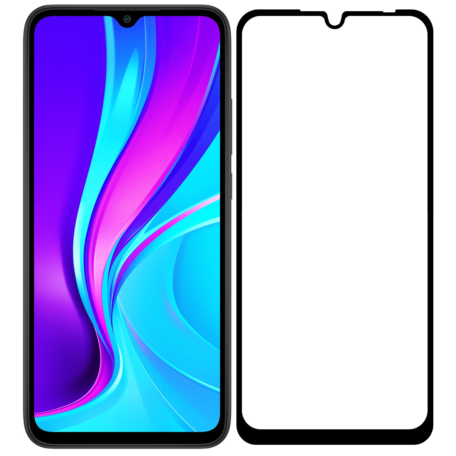 Стекло защитное Full Glue Premium для Xiaomi Redmi 9A/9C черное (тех. упаковка)