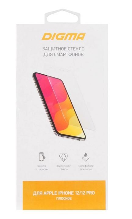 Защитное стекло Digma (DGG1AP12PA) для Apple iPhone 12/12 Pro прозрачная 1шт.