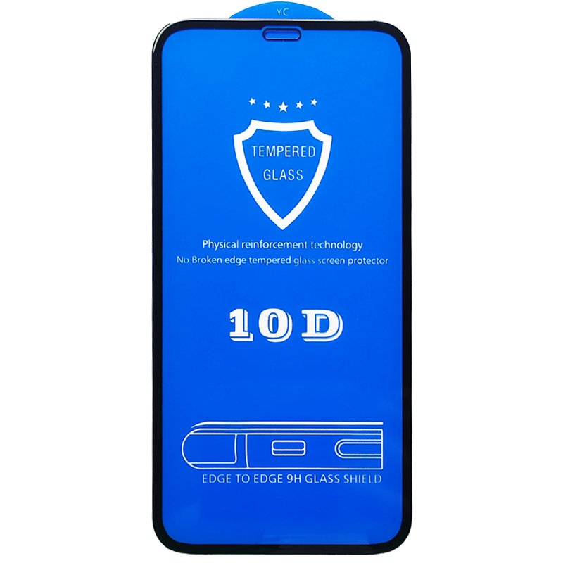 Защитное стекло 10D для iPhone XR/11, Full Glue 3D, прозрачный+черная рамка