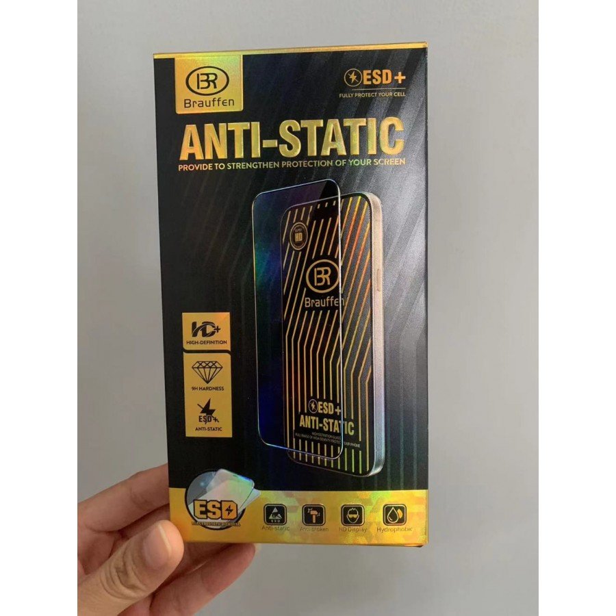 Стекло защитное Brauffen Anti-Static ESD+ для iPhone 14 Pro (6.1) (в упаковке 10шт), черный (Brauffen-Earldom 00-00055859)