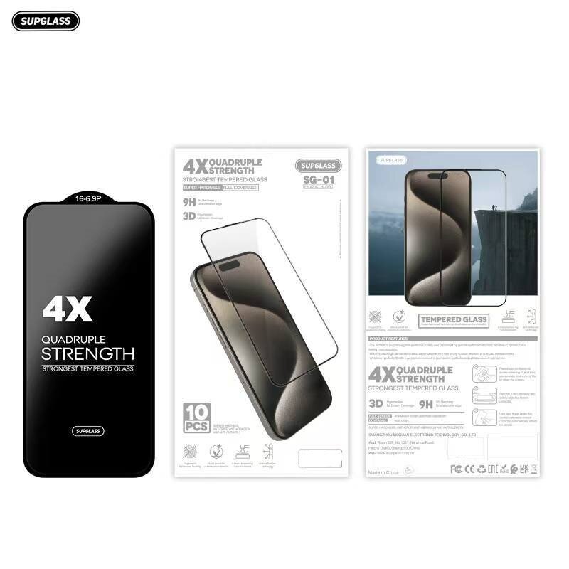 Защитное стекло SupGlass  SG-01 4X Quadruple Strength Glass  10-in-1  For IP 15 Pro Max (6.7)