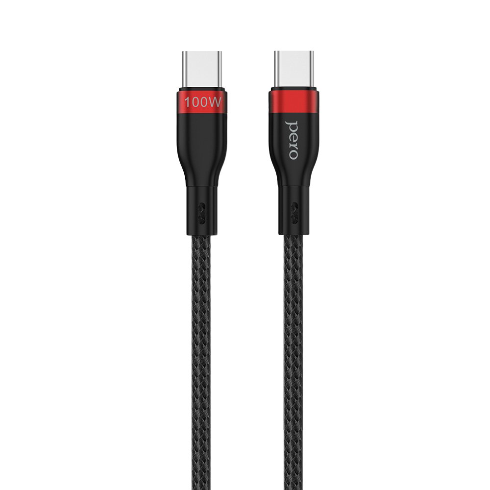 Дата-кабель PERO DC-10 PD Type-C to Type-C, 5A, 100W, 1.5m, Black