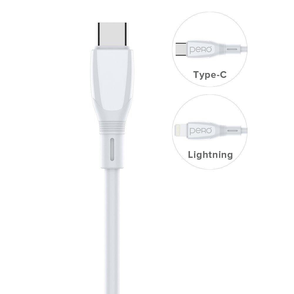 Дата-кабель PERO DC11 PD Type-C to Lightning, 27W, 3m, White