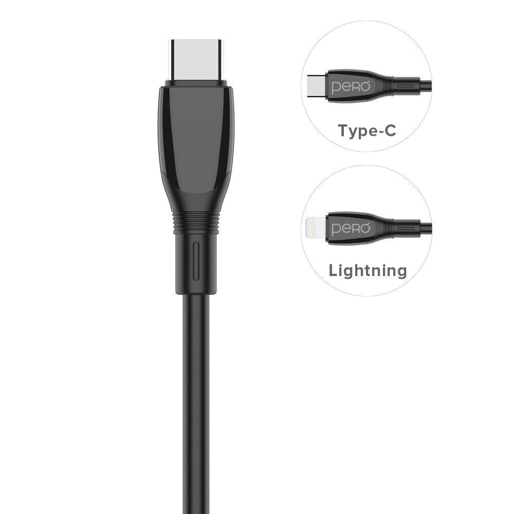 Дата-кабель PERO DC11 PD Type-C to Type-C, 60W, 3m, Black