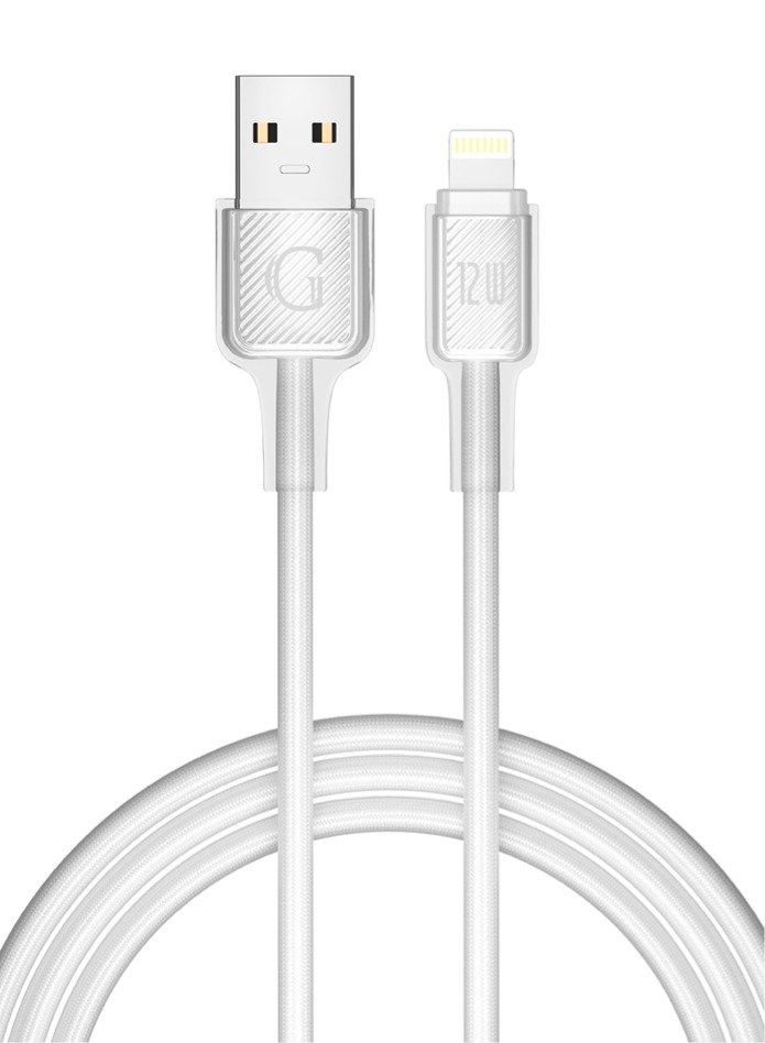 Кабель Gurdini JT318 USB-A to Lightning Braided Data Cable 2.4A 1m белый