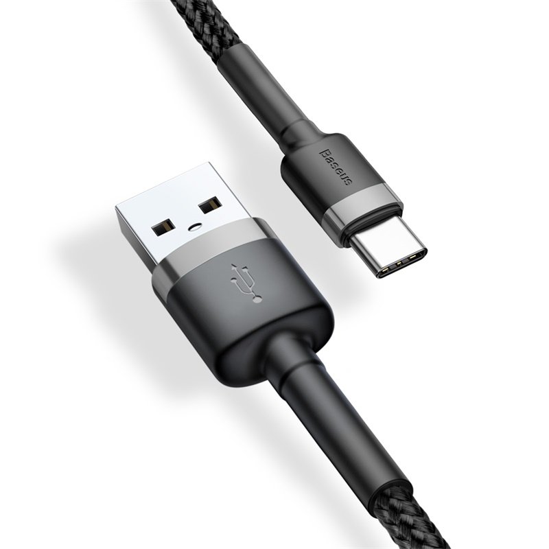 Кабель Baseus Cafule (CATKLF-UG1) USB For Type-C 2A 3m Gray+Black