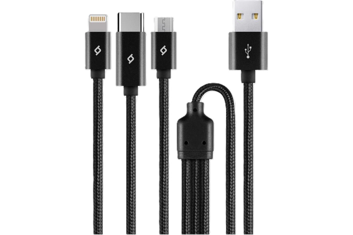 Кабель TTEC 2DK39S AlumiCable Trio Type-C/Lightning/Micro USB Charge&Data Cable 100cm Black