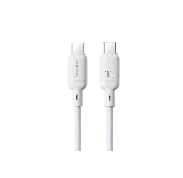 USB-кабель Baseus Silky Series P1037704213-00, Type-c/Type-C, 100W, ткань, 1.0 м, круглый, белый