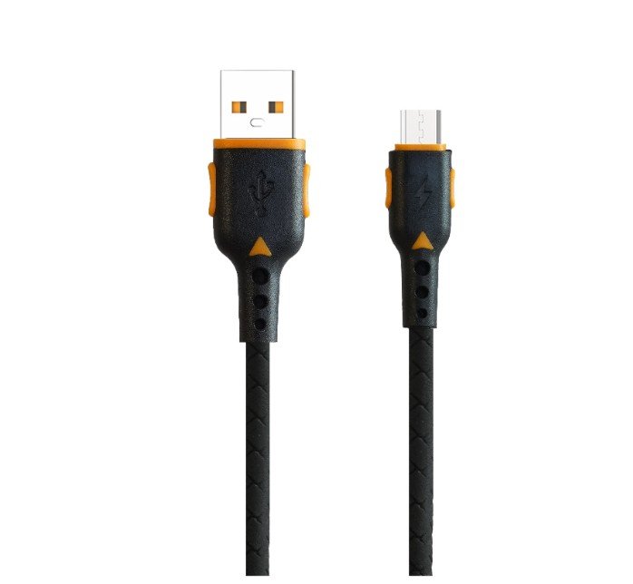 Кабель FaisON K-90 Force USB-микроUSB 1.0м, 3,0А, QC3.0 чёрный, оранжевая вставка