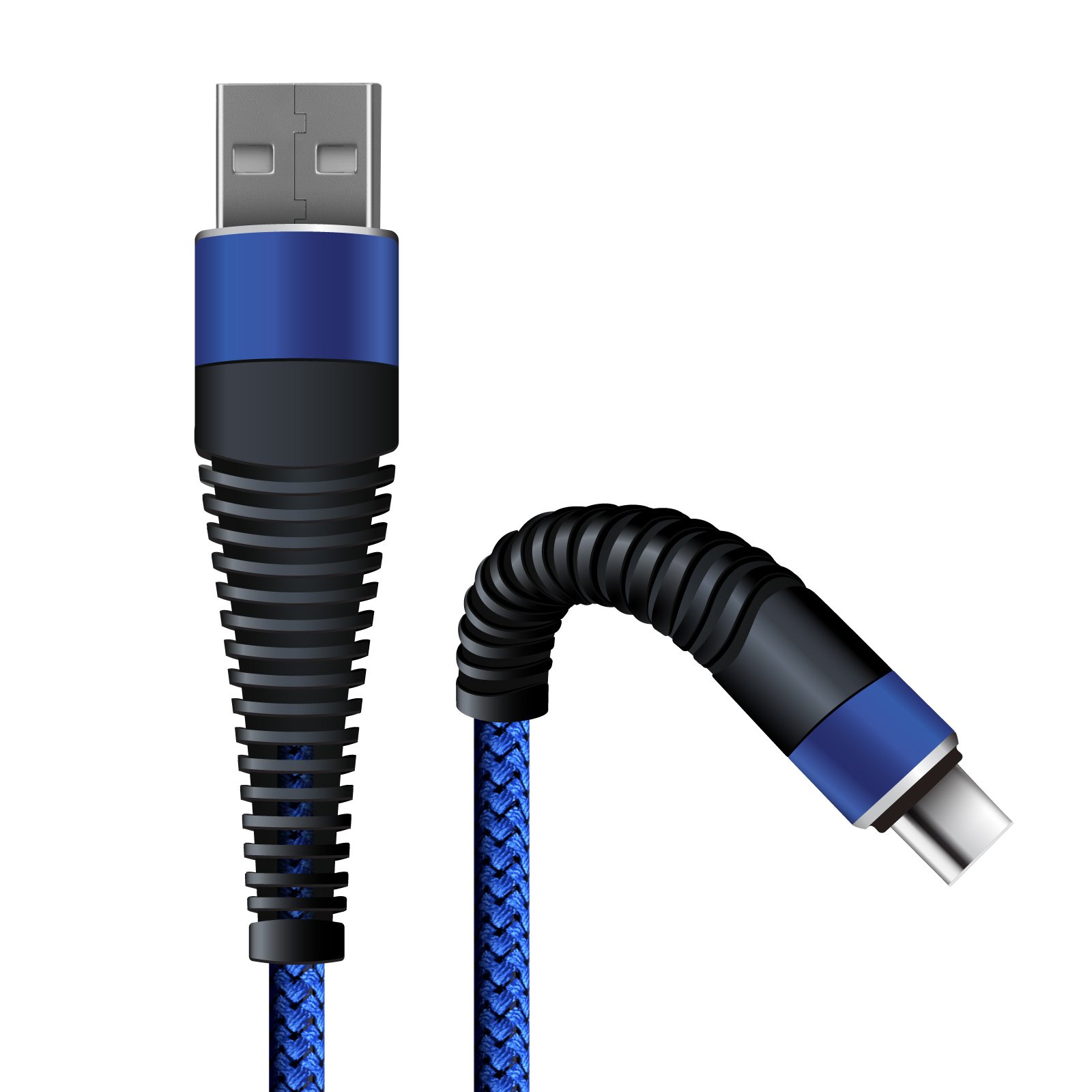 Дата-кабель Fishbone USB - Type-C, 3А, 1м, синий