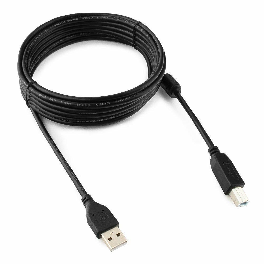Кабель Gembird Cablexpert CCF2-USB2-AMBM-15 USB 2.0 Pro, AM/BM, 4.5м, экран,2феррит.кольца, черный, пакет