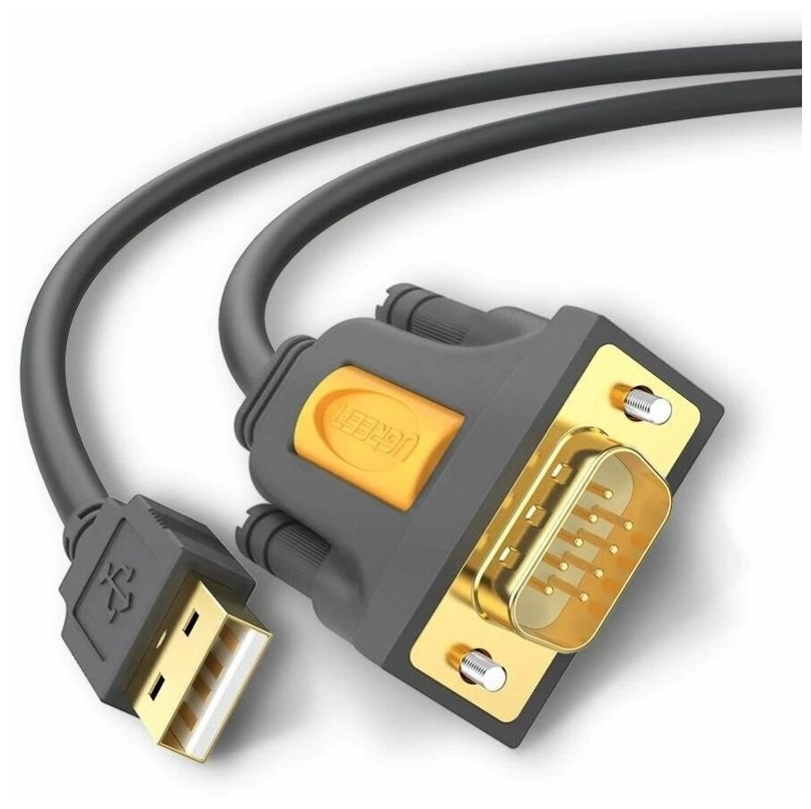 Кабель UGREEN CR104 20222 USB 2.0 A To DB9 RS-232 Male Adapter Cable 2m Grey