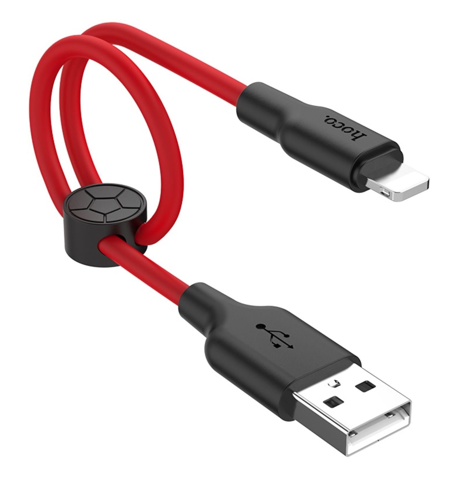 Дата-кабель HOCO X21 Plus Silicone Lightning charging, 0,25 м (черно-красный)