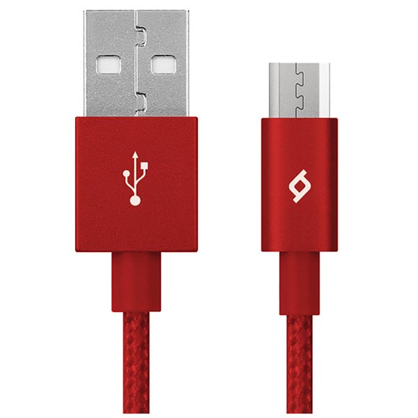 Дата-кабель TEC microUSB 1.0m alum красный