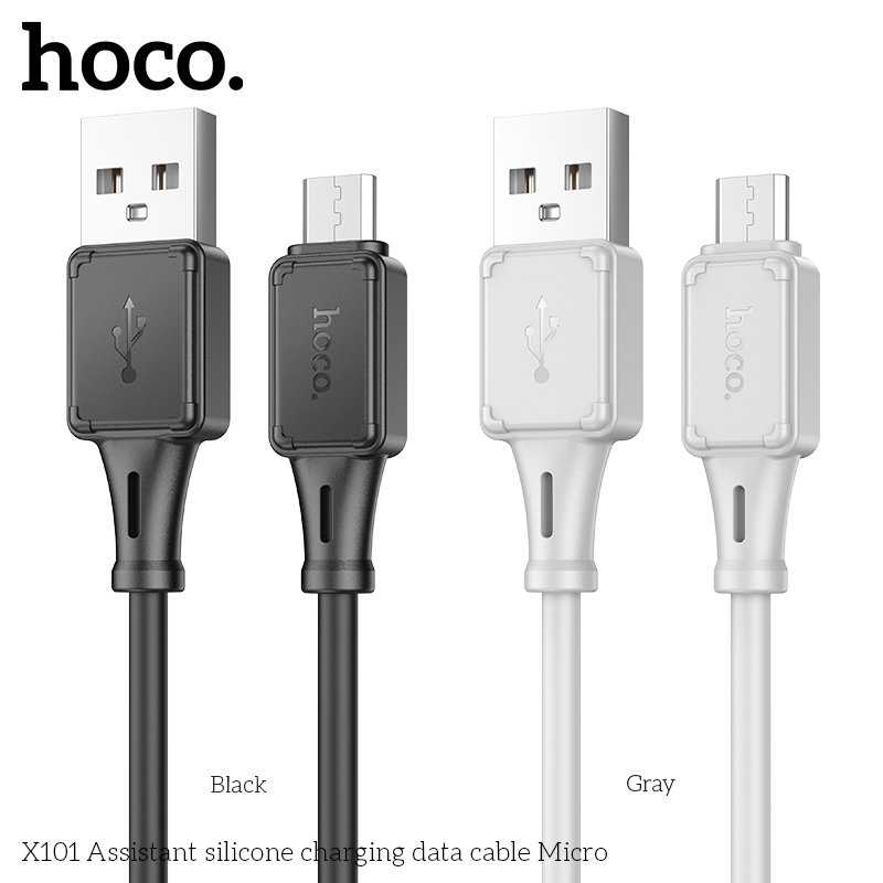 Дата-кабель HOCO X101 Assistant silicone charging micro 1м (черный)