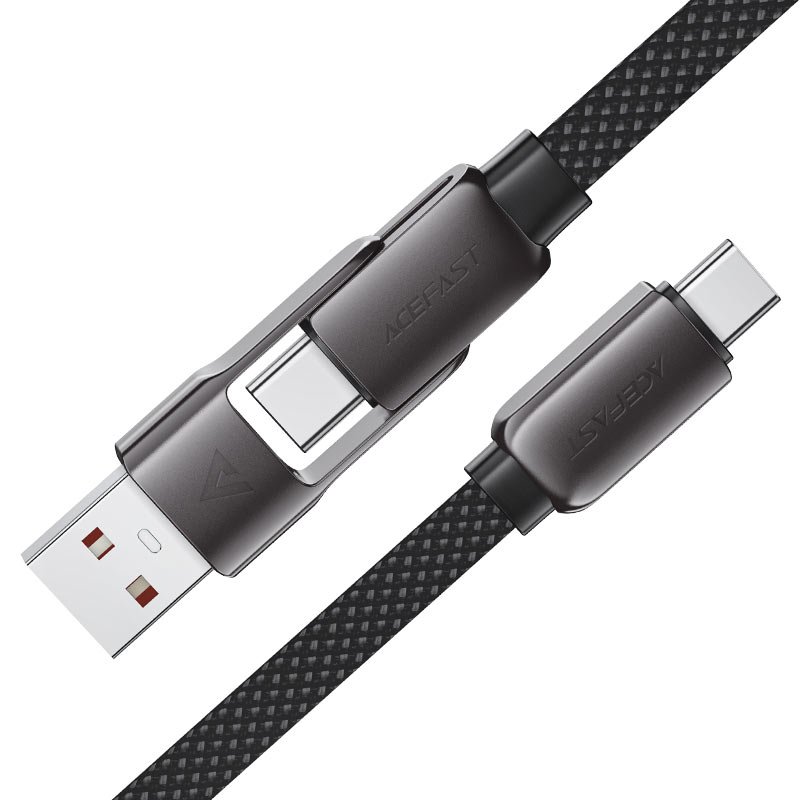 Дата-кабель ACEFAST AF-C13-05-BK USB-A/USB-C To USB-C Short Zinc Alloy Connectors Charging Data Cable 0,2m Black