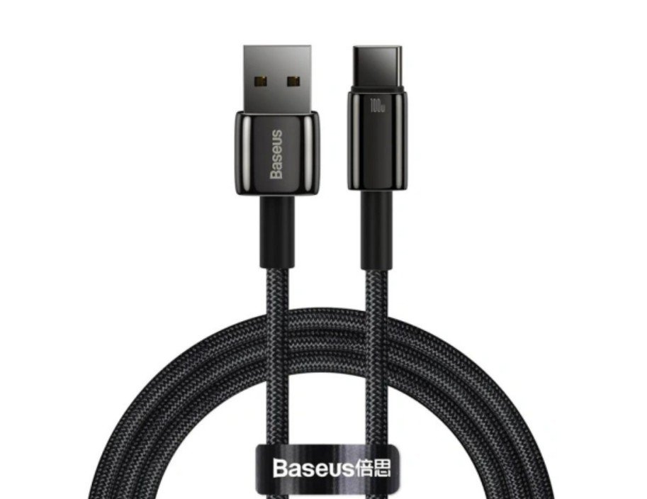 Кабель Baseus CAWJ000001 Tungsten Gold Fast Charging Data Cable USB to Type-C 100W 1m Black