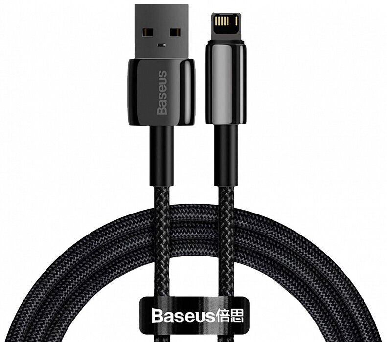 Дата-кабель Baseus Tungsten Gold (CALWJ-01) Fast Charging USB to iP 2.4A 1m Black