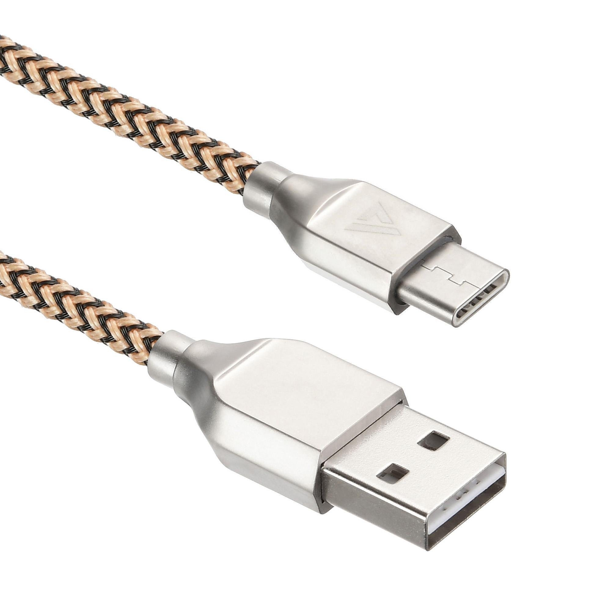 Дата-кабель ACD-Titan ACD-U927-C2Y Type-C нейлон 1м желто-черный