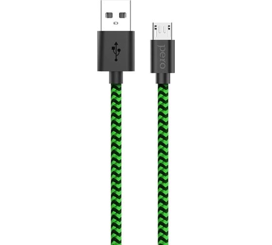 Дата-кабель PERO DC-04 micro-USB, 2А, 1м Green-black