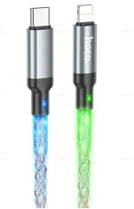 Дата-кабель HOCO U112 Shine charging Lightning, 1,2м (серый)