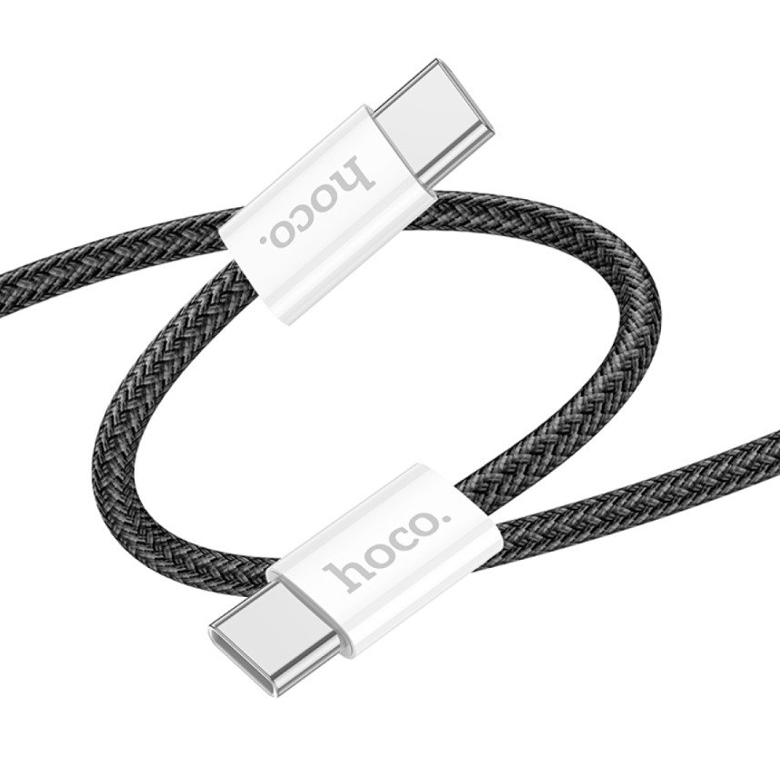 Кабель HOCO X104 Source Type-C-Type-C 2.0м, 20V/3A, PD60Вт чёрный, белая вставка