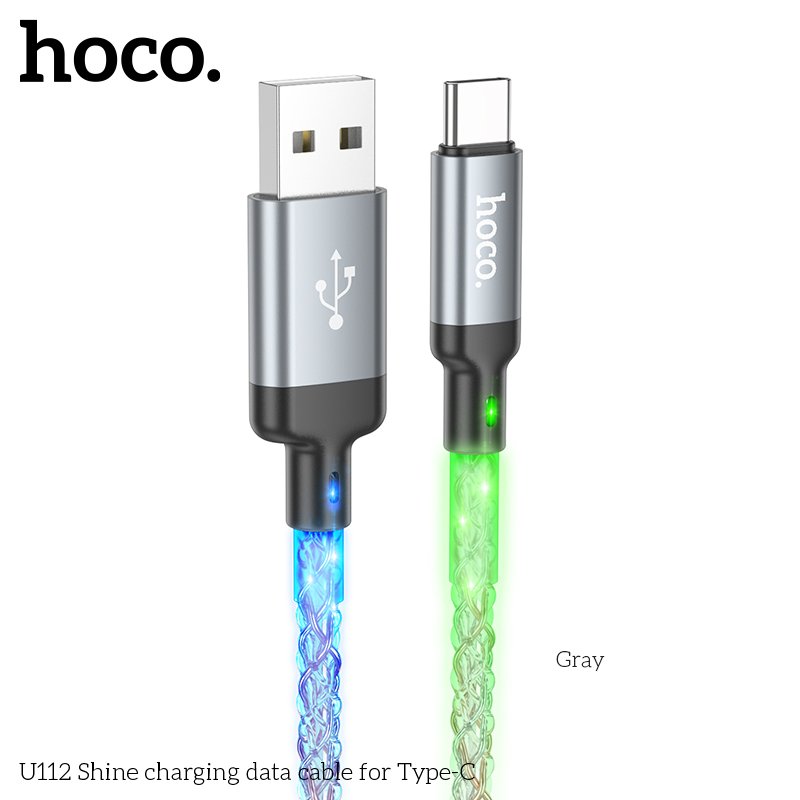 Дата-кабель HOCO U112 Shine charging Type-C 1 м (серый)