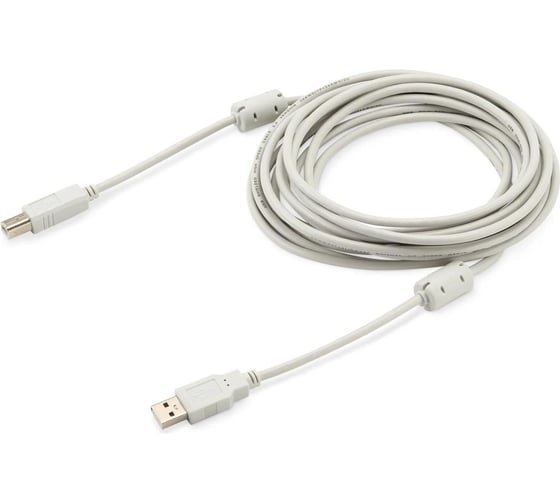 Кабель Buro (USB2.0-AM/BM-5M-MG) USB2.0 USB A (m)/USB B (m) 5м феррит.кольца