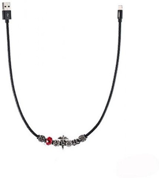 USB кабель REMAX RC-058i Jewellery Lightning 8-pin, подвеска, 0.5м, нейлон черный