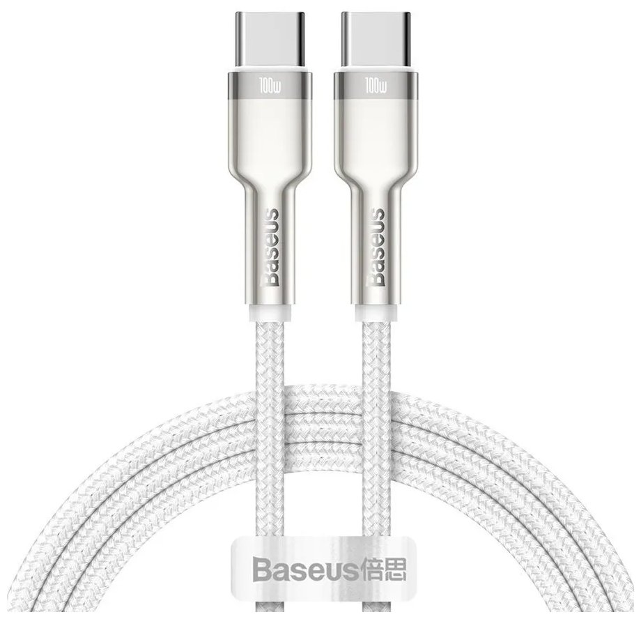 Дата-кабель Baseus Cafule Series Metal Data Cable Type-C to Type-C 100W 1m White
