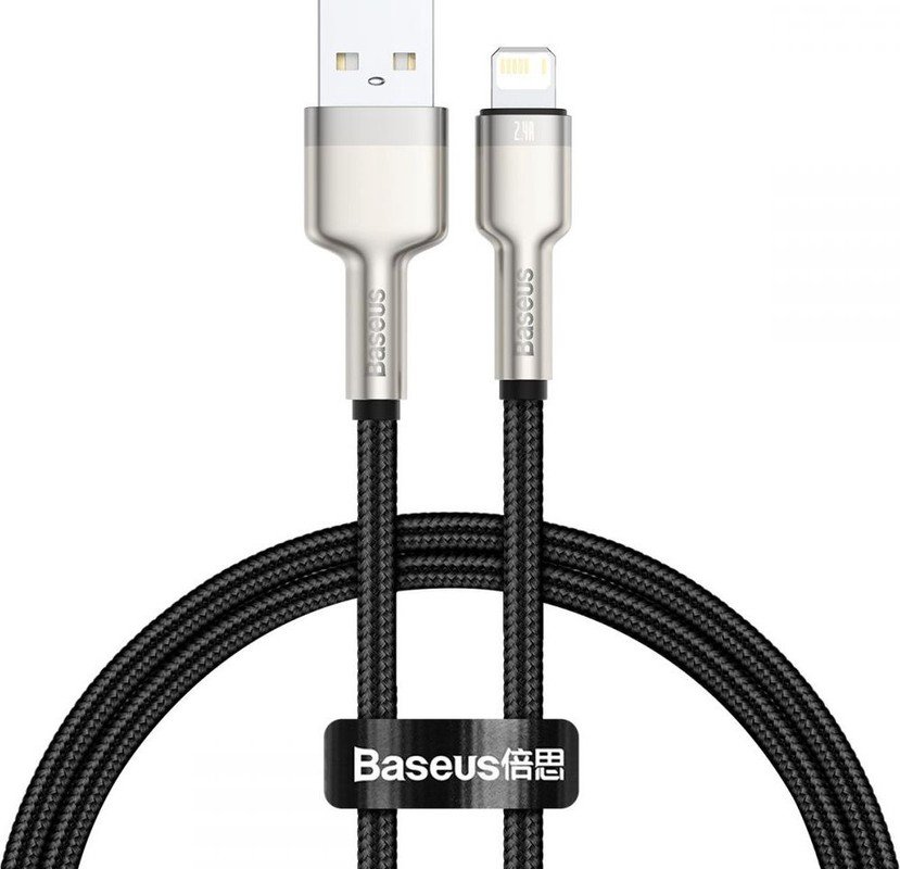 Дата-кабель Baseus Cafule (CALJK-01) Metal USB to IP 2.4A 0.25m Black