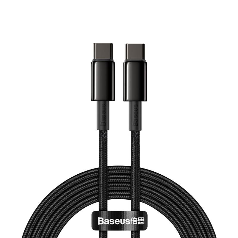 Дата-кабель Baseus Tungsten Gold (CATWJ-A01) Fast Charging Type-C to Type-C 100W 2m Black
