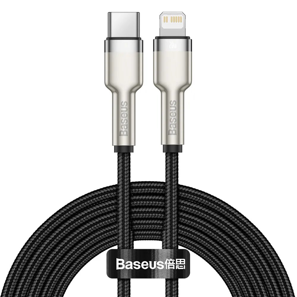 Дата-кабель Baseus Cafule (CATLJK-B01) Metal Type-C to iP PD 20W 2m Black