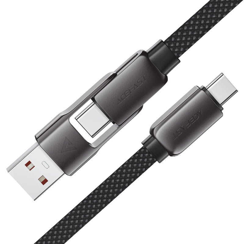Дата-кабель ACEFAST AF-C13-04-BK USB-A/USB-C To USB-C Zinc Alloy Connectors Charging Data Cable 1,2m Black