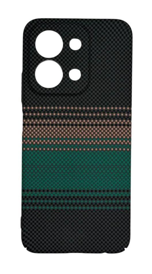 Чехол пластиковый под Carbon Xiaomi Redmi 15C Черно-зеленый
