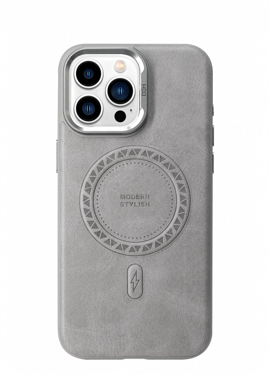 Чехол HDD Modern Lux c Magsafe 2 в1 эко кожа, подставка для iPhone 15 Pro серый титан (BMCase ACS79395)