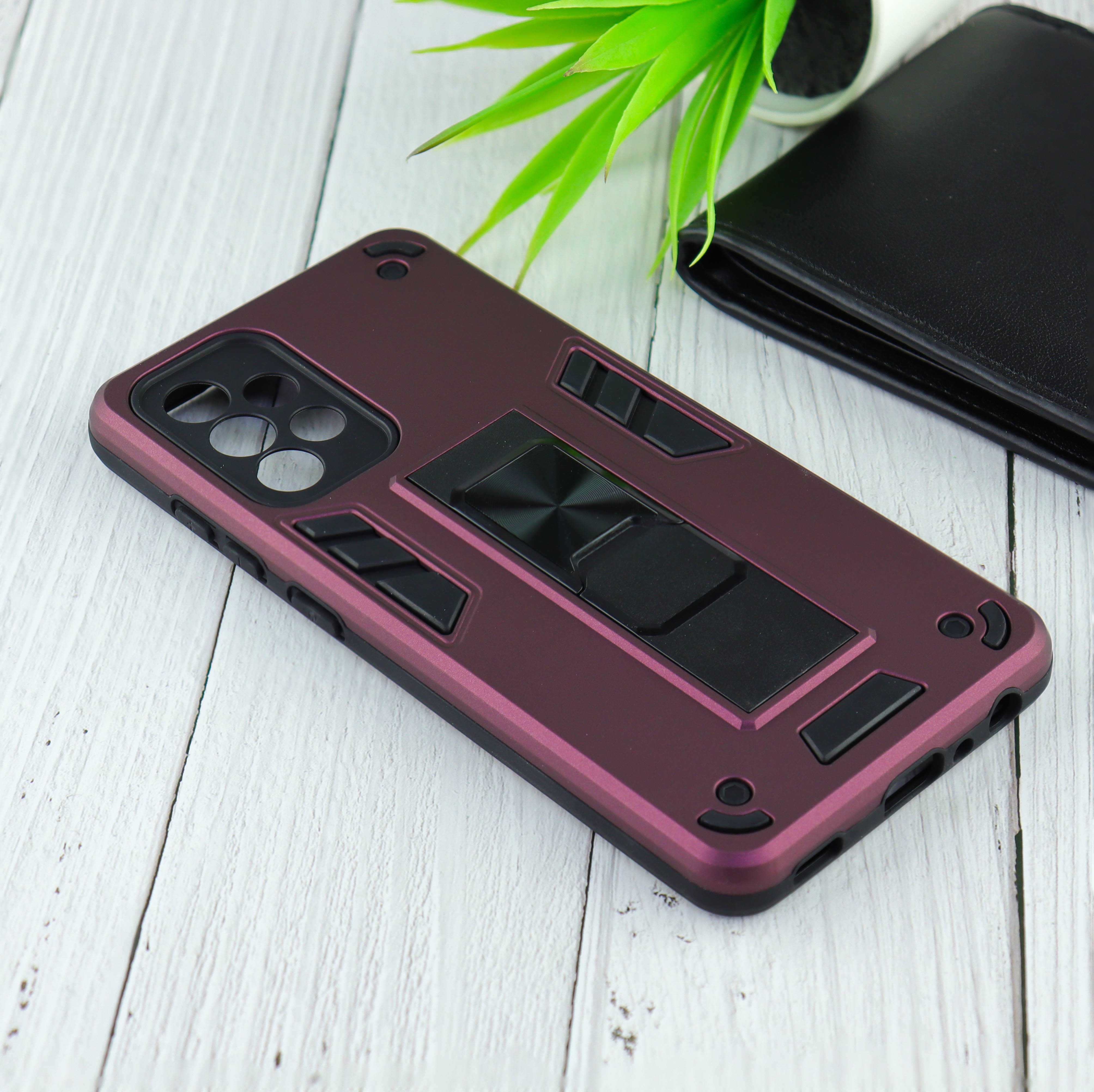Накладка противоударная с подставкой и магнитом для Samsung Galaxy A52 пурпурный