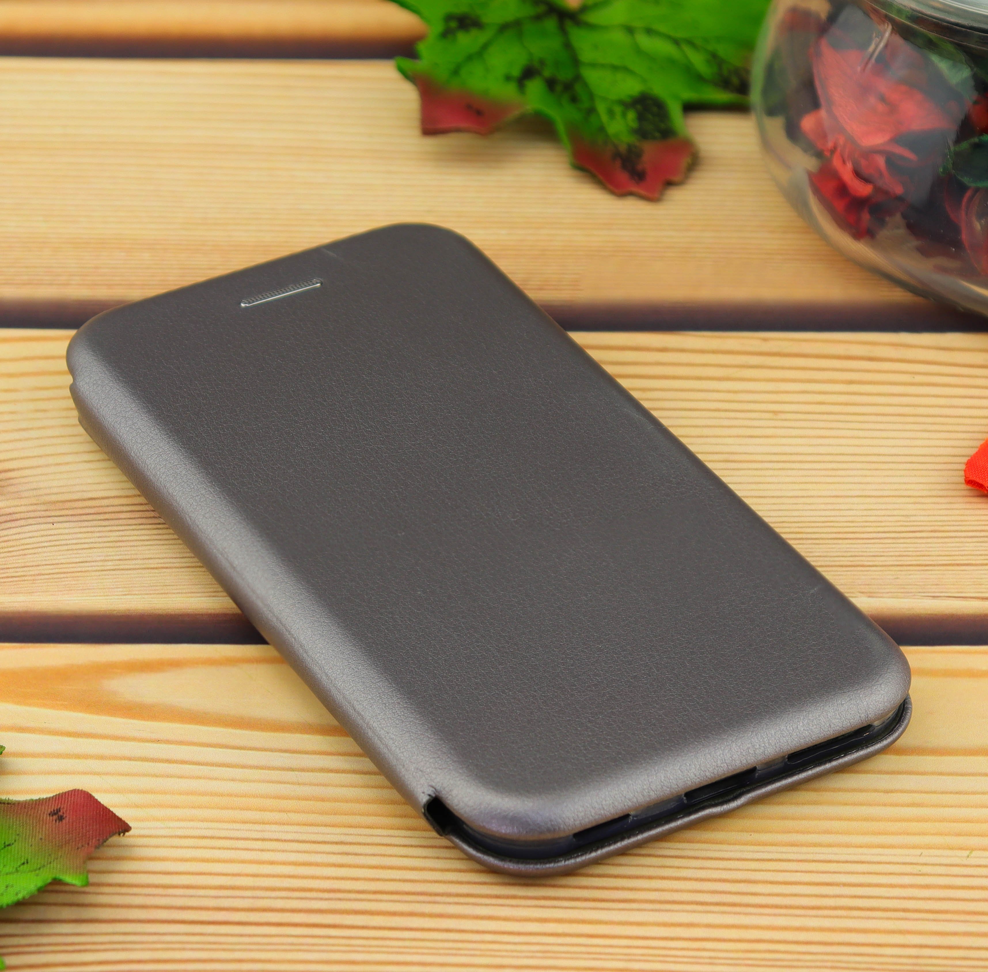 Чехол книга на силиконовой основе и магните для iPhone 6/6S Book, с округленными краями, серебряный